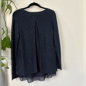 Papillon Navy Sheer Sequin Sweater